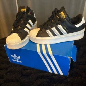 Adidas Black and White Platform Sneakers
